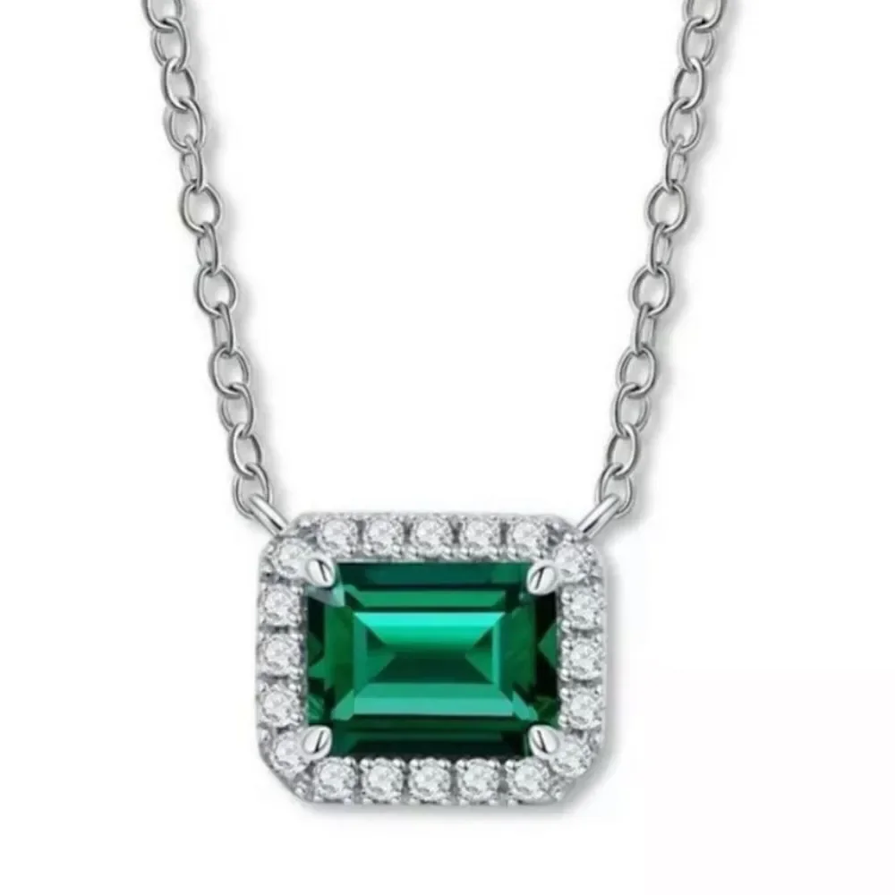 The Primavera 925 silver 18” Emerald green pendant necklace